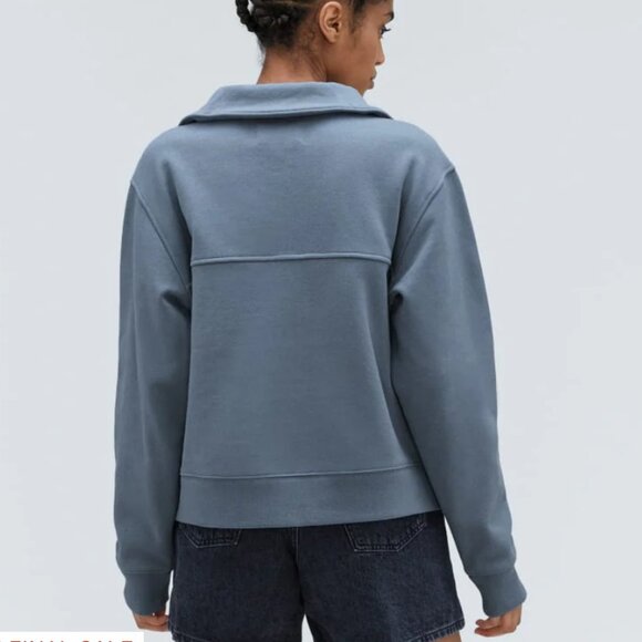 Everlane Cotton The Track Half-Zip in Faded Blue M - Picture 2 of 7